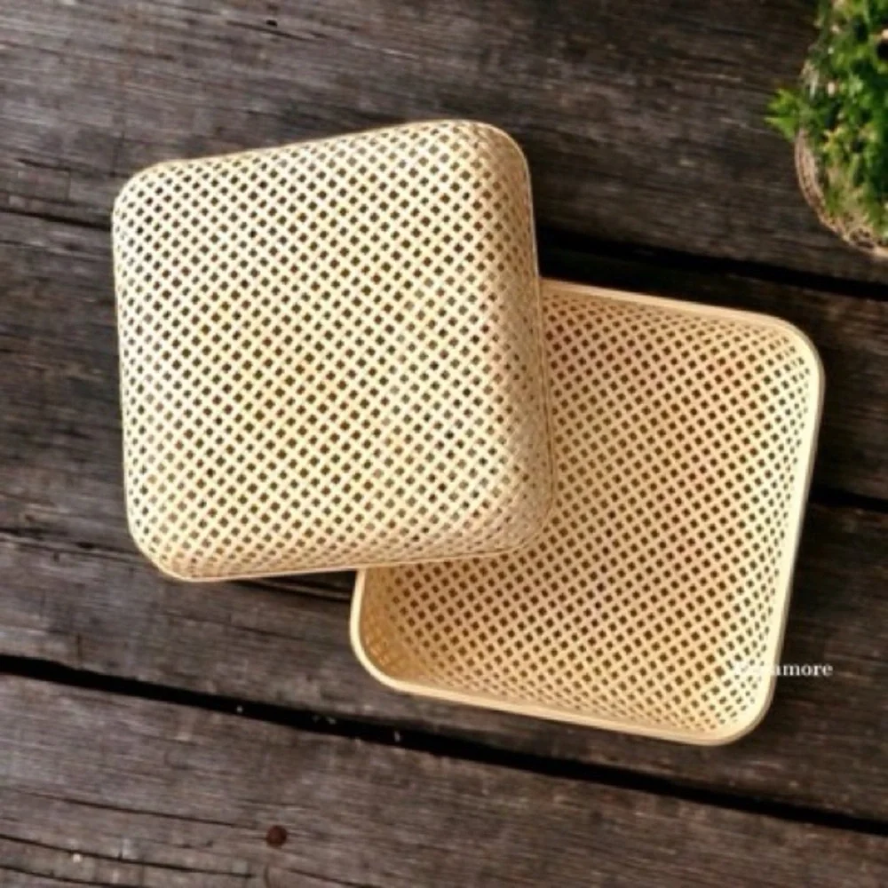 IKEA SMARRA storage bamboo boxes with lid (11.75”x11.75”)